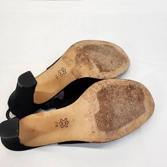 Carlos Falchi Vintage Slingback Heels Black Suede Pumps Size 7 - Picture 9 of 11